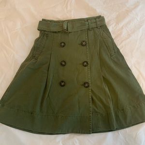 JCrew Army Green Chino Trench Skirt